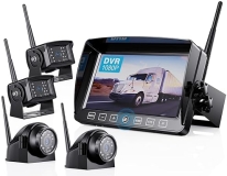 ZEROXCLUB 7'' DVR Quad Split Monitor Wireless Backup Camera Kit, 1080P FHD Rear View Camera, IP69 Waterproof - for Truck/Semi/Box Truck/RV