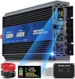 HONOURLIGHT 3000W Power Inverter, Peak 6000W, 12V DC to AC 110V120V, Remote Control, 2AC Outlets, LED Display - Ideal for Vehicles, RVs, Solar Systems