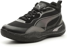 PUMA Men's Playmaker Pro Basketball Shoes in Aged Silver-Cast Iron-Black, Size 11.5